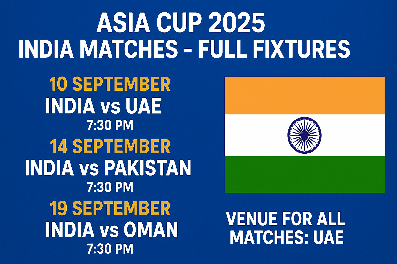 Asia cup 2025 India matches full fixtures